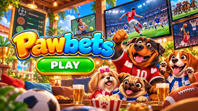 Dogs cheering in front of football and racing screens